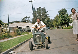 Big Stan Shapiro on a little tractor